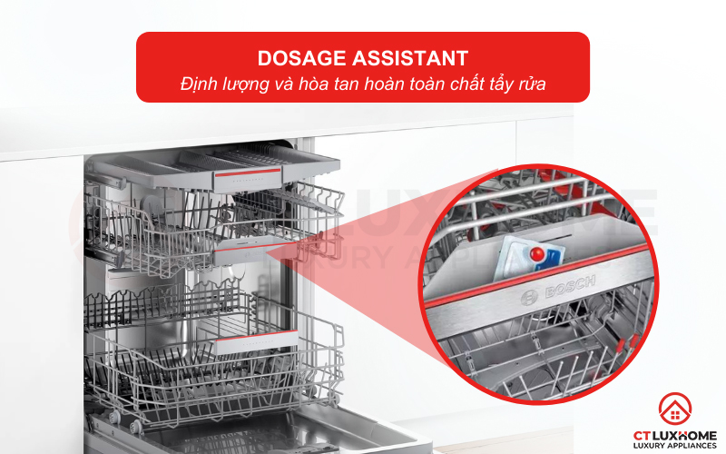 Định lượng và hòa tan hoàn toàn chất tẩy rửa hơn nhờ hệ thống Dosage Assistant.