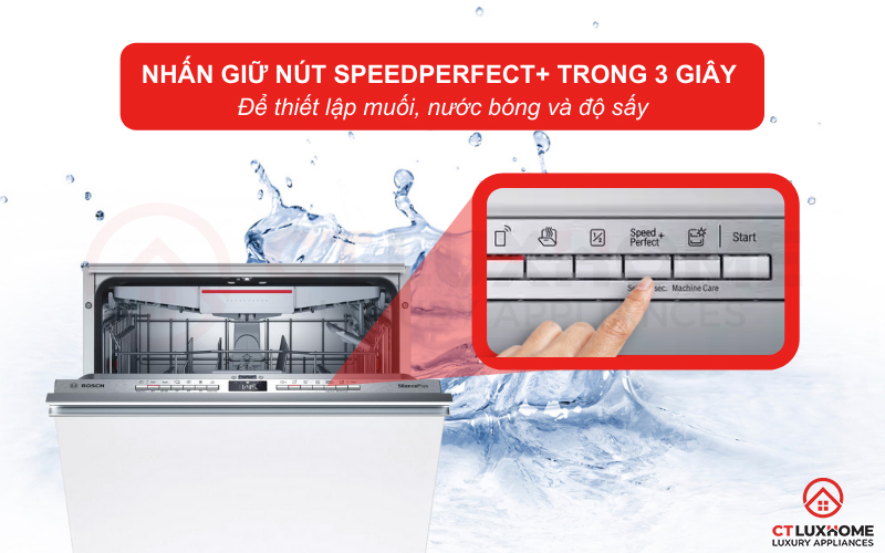Lựa chọn SpeedPerfect Plus giúp tăng tốc độ rửa, tiết kiệm đến 75% thời gian.