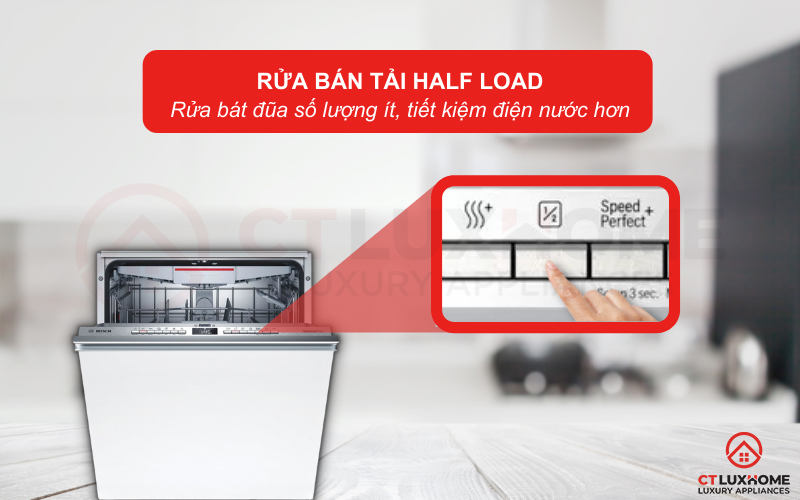 Rửa bát đĩa số lượng ít, lựa chọn ngay rửa bán tải Half Load.