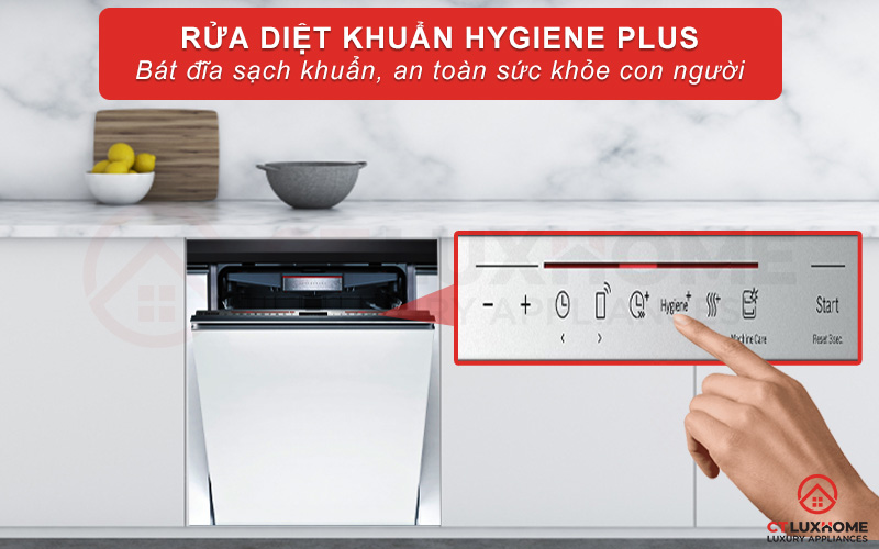 Rửa nước nóng diệt khuẩn bát đĩa với tính năng Hygiene Plus