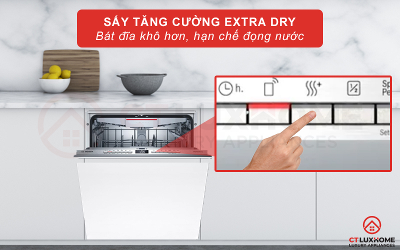 Bát đĩa khô hơn, hạn chế đọng nước hơn khi kích hoạt Extra Dry