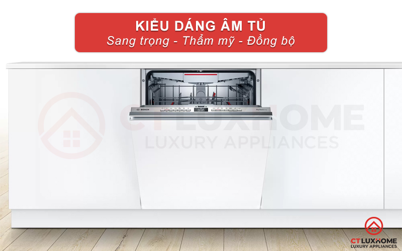 Kiểu dáng âm tủ sang trọng và đồng bộ với gian bếp