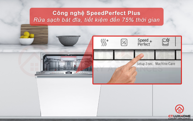 Chức năng Speed Perfect Plus tăng tốc độ rửa, tiết kiệm thời gian