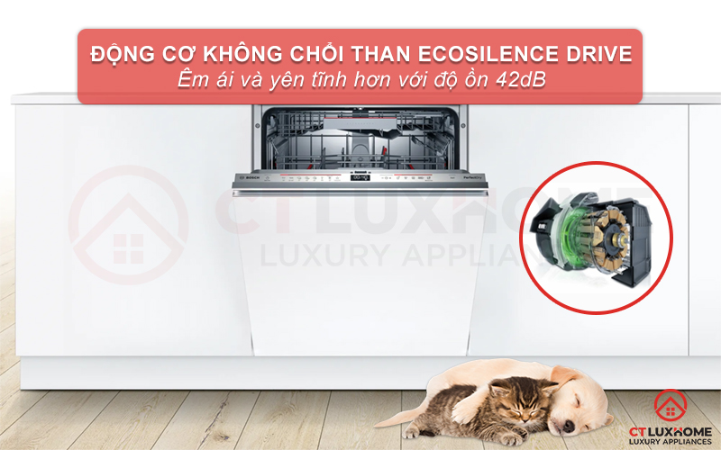 Độ ồn của máy rửa chén Bosch SMV6ZDX49E là 42dB