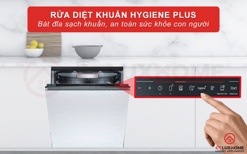 Rửa nước nóng diệt khuẩn bát đĩa khi kích hoạt Hygiene Plus