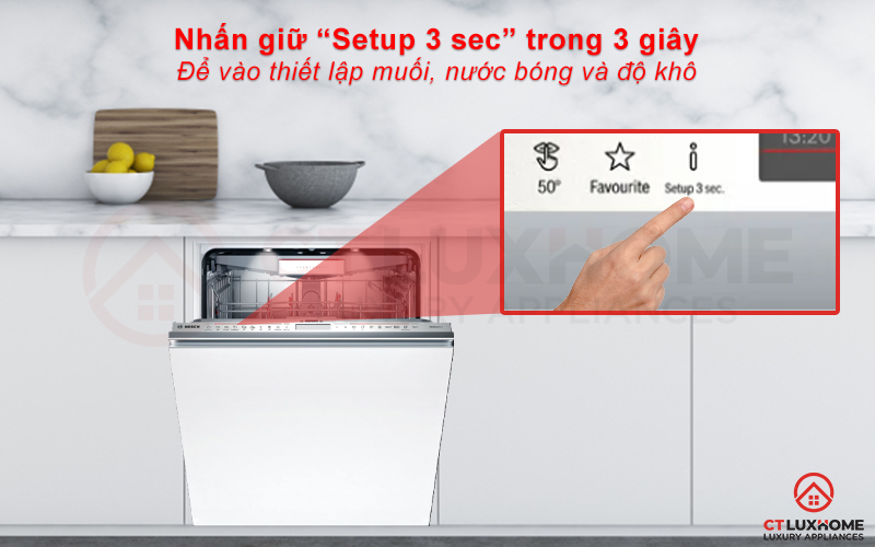 Giữ nút Setup 3 sec để điều chỉnh thông số