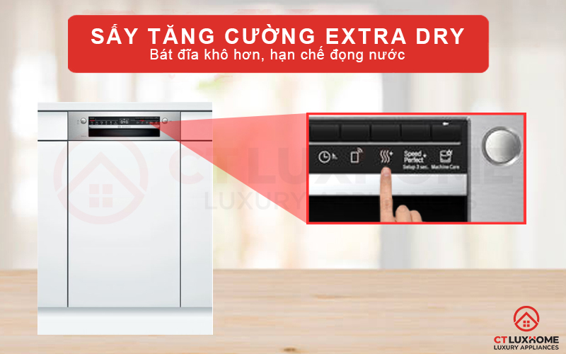 Tính năng sấy tăng cường làm bát đĩa khô nhanh hơn bằng cơ chế làm bay hơi nước