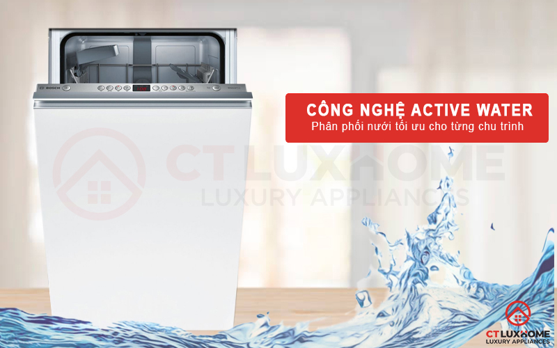 Công nghệ hiện đại Active Water phân phối nước tối ưu cho từng chu trình rửa