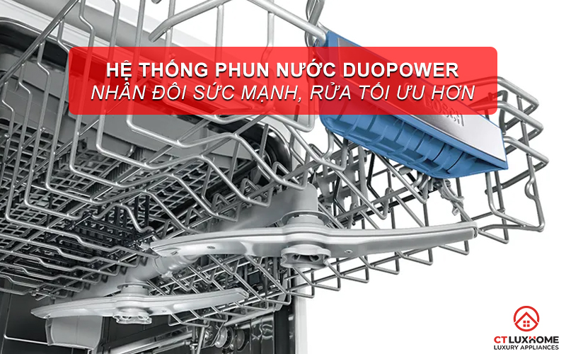 Hệ thống phun nước DuoPower nhân đôi sức mạnh tẩy rửa