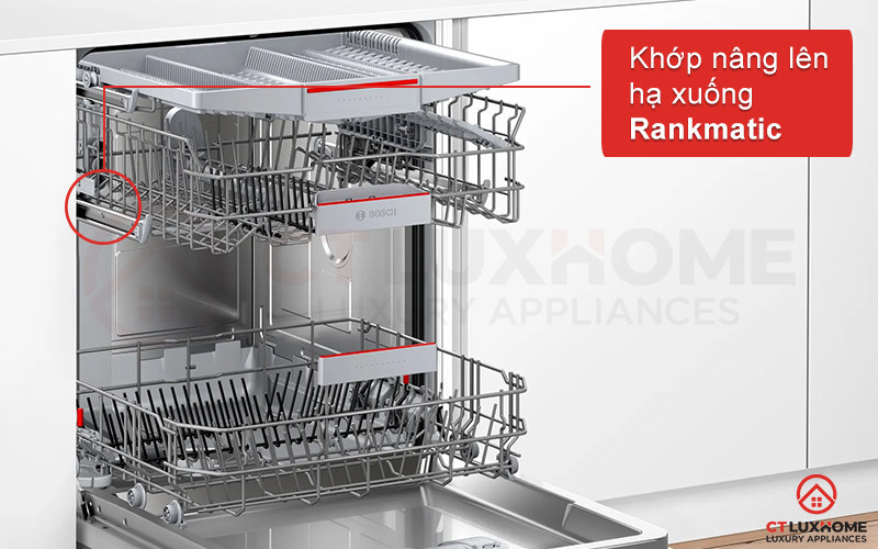 Khớp nâng hạ Rackmatic hỗ trợ di chuyển giàn giữa để chứa nhiều đồ khác kích cỡ
