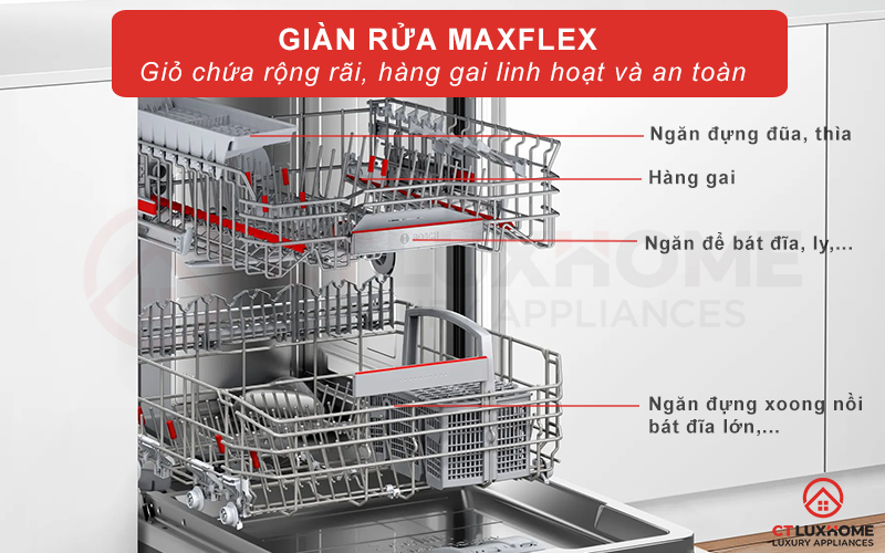 Giỏ chứa MaxFlex mang đến không gian chứa rộng hơn và sự linh hoạt