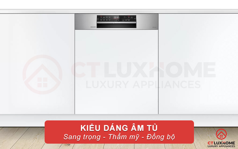 Máy rửa bát Bosch SMI6ZBS01D có kiểu dáng âm tủ sang trọng và thẩm mỹ