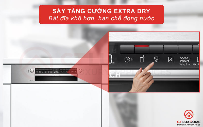 Kích hoạt Extra Dry cho bát đĩa khô hơn và hạn chế đọng nước