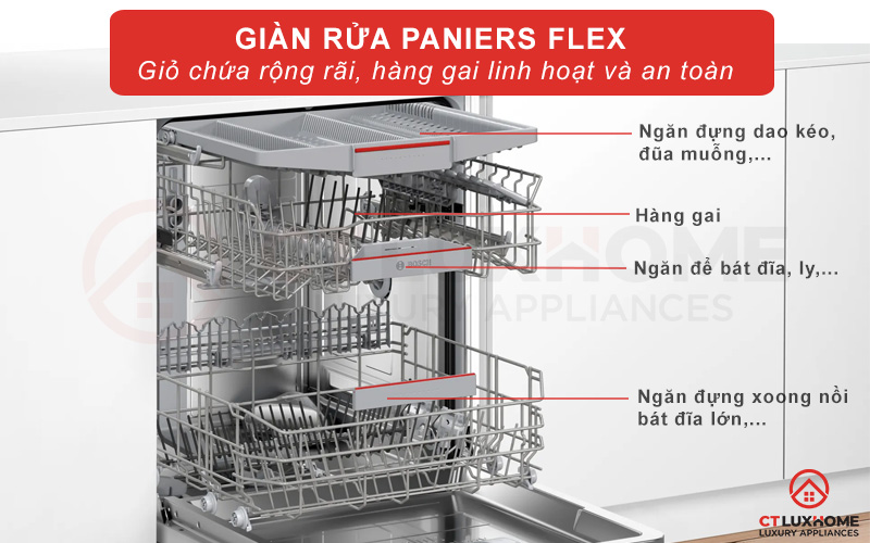 Giỏ chứa Paniers Flex mang đến không gian chứa rộng hơn và sự linh hoạt