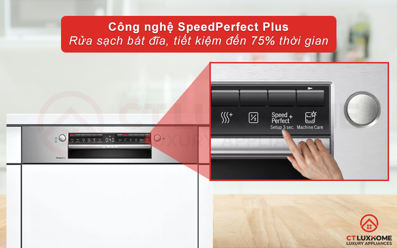 Lựa chọn SpeedPerfect Plus giúp tăng tốc độ rửa, tiết kiệm đến 75% thời gian.