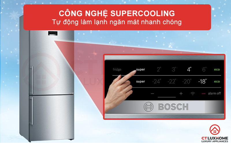 Công nghệ SuperCooling tự động làm lạnh ngăn mát nhanh chóng
