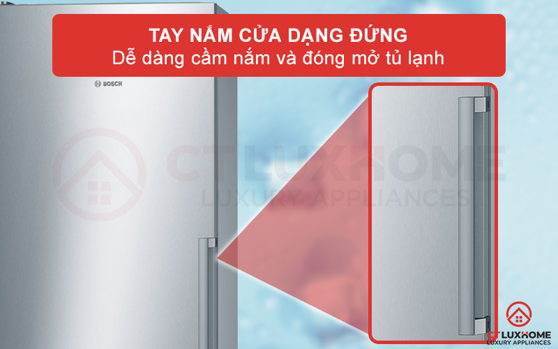 Tay nắm cửa dạng đứng giúp dễ dàng cầm nắm để đóng mở cửa tủ
