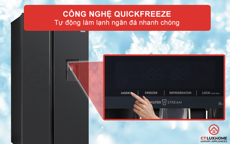 Tự động làm lạnh ngăn đá nhanh chóng với công nghệ QuickFreeze