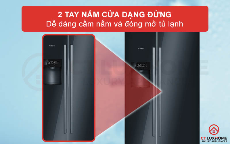 Hai tay nắm cửa dọc giúp thao tác đóng mở cửa nhẹ nhàng
