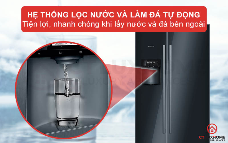 Hệ thống lấy nước bên ngoài và làm đá tự động tiện lợi nhanh chóng