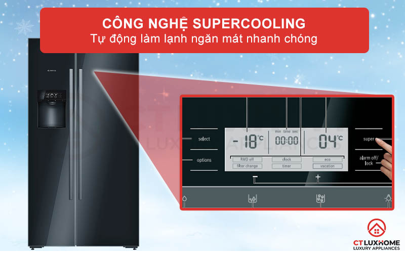 Công nghệ SuperCooling tự động làm lạnh ngăn mát nhanh chóng