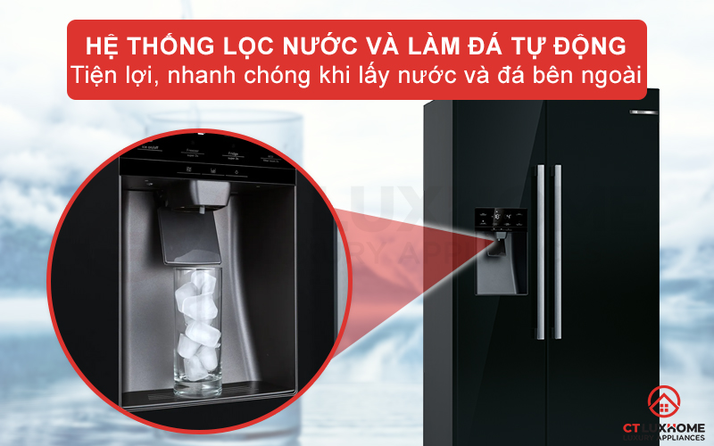 Máy làm đá tự động và lấy nước bên ngoài tiện lợi
