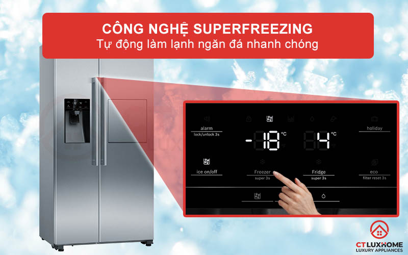 Tự động làm lạnh ngăn đá nhanh chóng với công nghệ Superfreezing