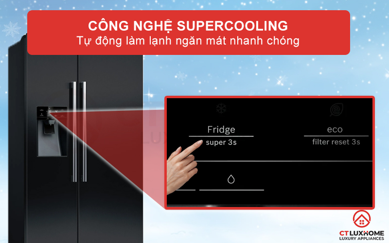 Tự động làm lạnh nhanh ngăn làm mát với công nghệ SuperCooling