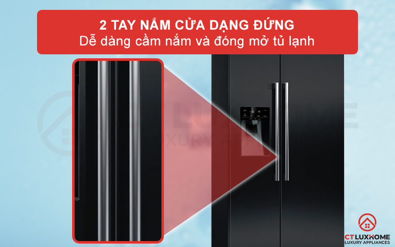 Tay nắm cửa dọc giúp người dùng dễ dàng cầm nắm để đóng mở cửa tủ