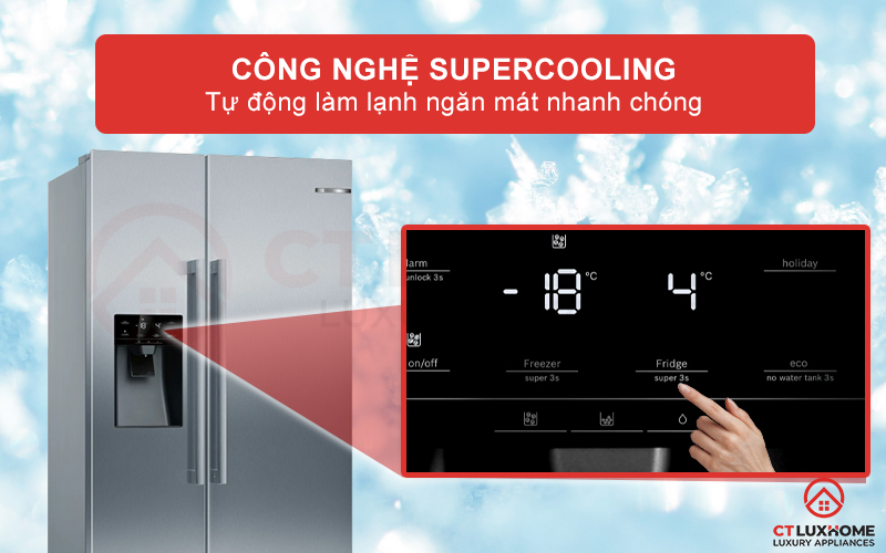 Tự động làm lạnh nhanh ngăn làm mát với công nghệ SuperCooling