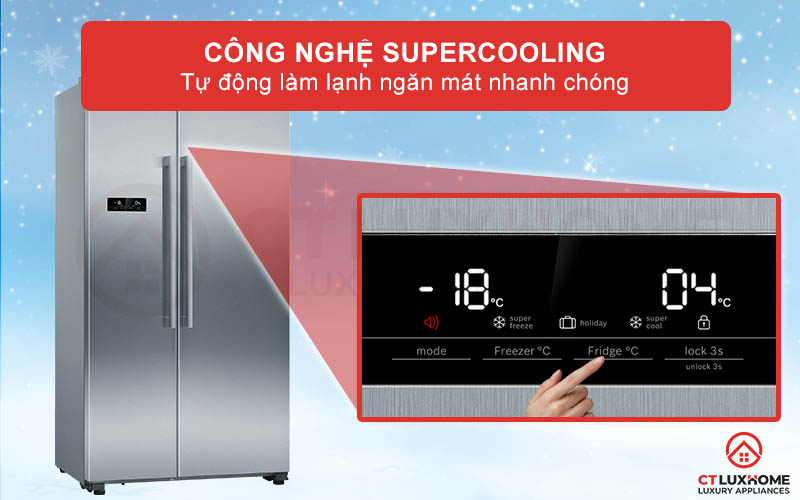 Công nghệ SuperCooling tự động làm lạnh ngăn mát nhanh chóng