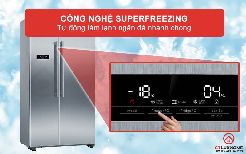 Tự động làm lạnh ngăn đá nhanh chóng với công nghệ Superfreezing