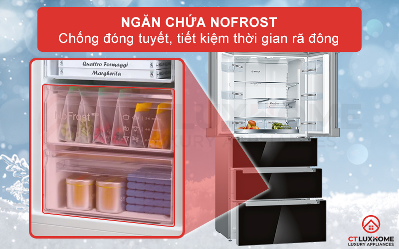 Công nghệ chống đóng tuyết NoFrost tiết kiệm thời gian rã đông hơn