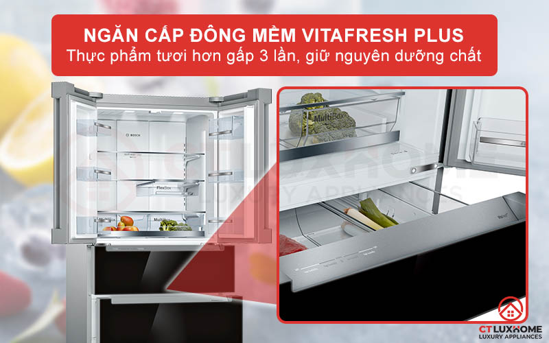 VitaFresh Pro là ngăn cấp đông mềm hiệu quả nhất của các dòng tủ lạnh cao cấp của Bosch