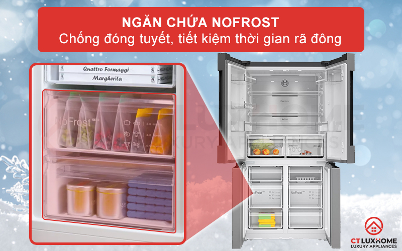 Công nghệ chống đóng tuyết NoFrost tiết kiệm thời gian rã đông hơn