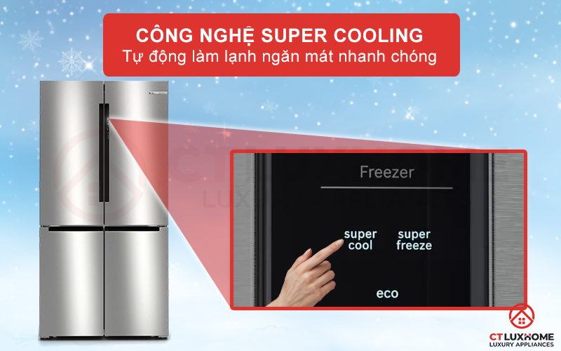 Công nghệ SuperCooling tự động làm lạnh ngăn mát nhanh chóng