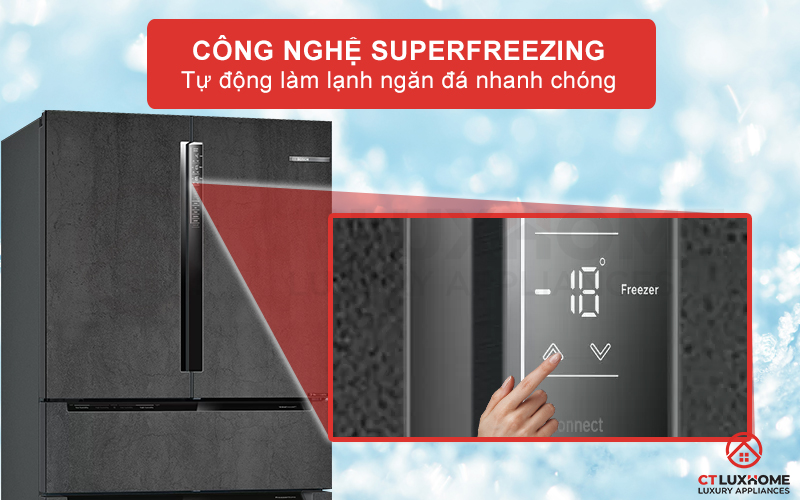 Tự động làm lạnh ngăn đá nhanh chóng với công nghệ Superfreezing